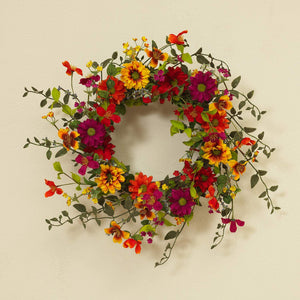 24-Inch Colorful Wildflower Wreath – Front Door Wreath for Spring and Summer
