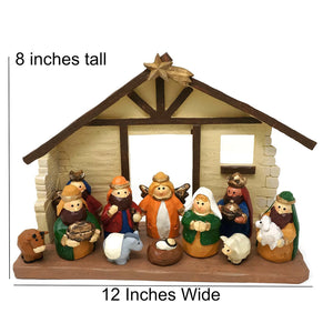 Large Size Kids Christmas Nativity Scene with Creche, Set of 12 Figures by One Holiday Lane