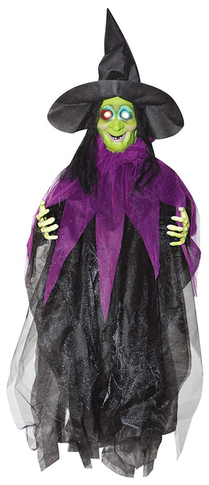 Talking Color-Changing Lighted Hanging Witch Halloween Decoration