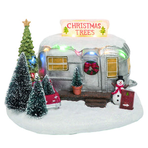 Vintage Light Up Christmas Village Camper – Tabletop Holiday Decoration
