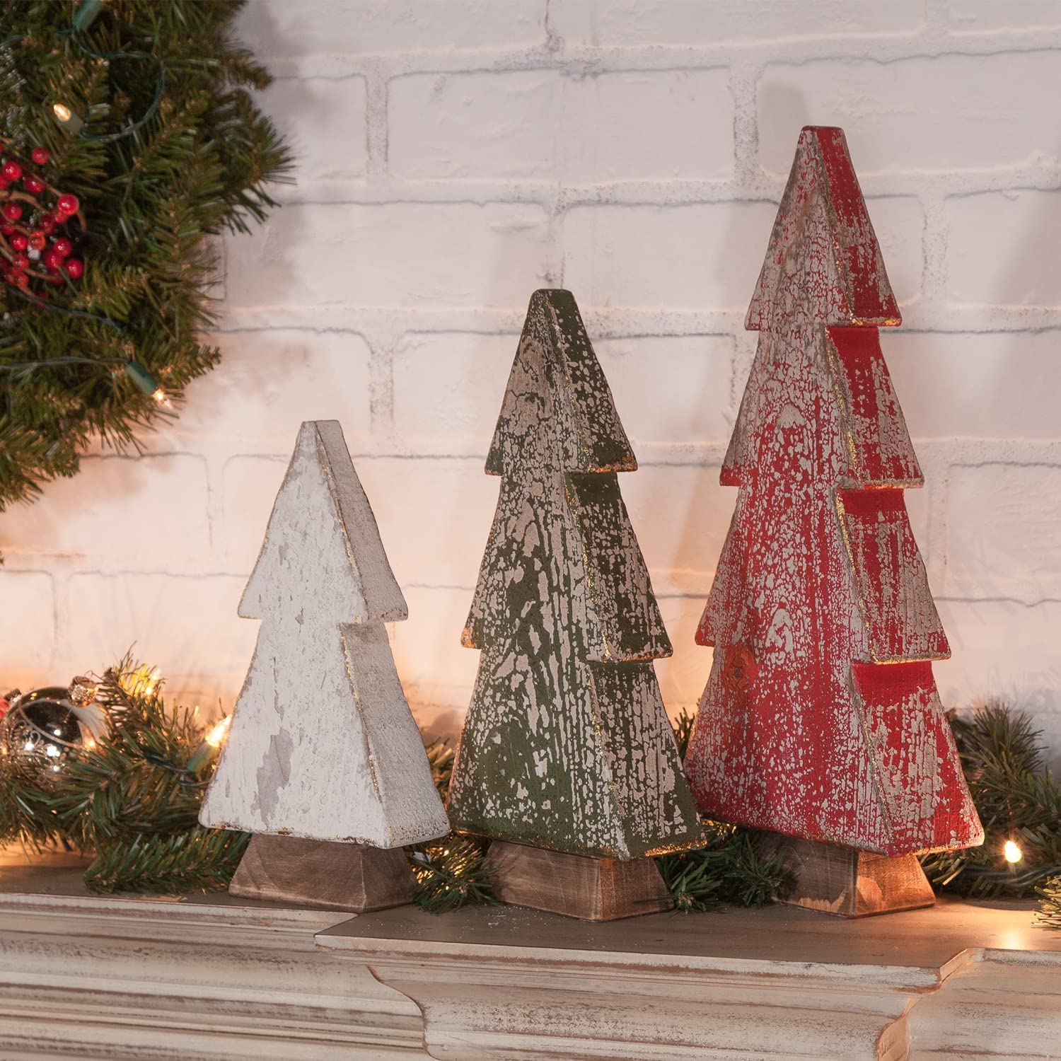 Weathered Wood Christmas Trees, Set of 3