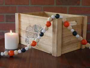 9-Foot Rustic Orange Black and White Fall Wood Bead Garland Christmas Tree Decoration