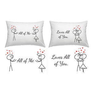 Orchid & Ivy All of Me Loves All of You Couples Pillowcases - Romantic His and Hers Gifts for Valentines Day, Anniversary, Christmas, Long Distance Relationship - Boyfriend Girlfriend Gifts