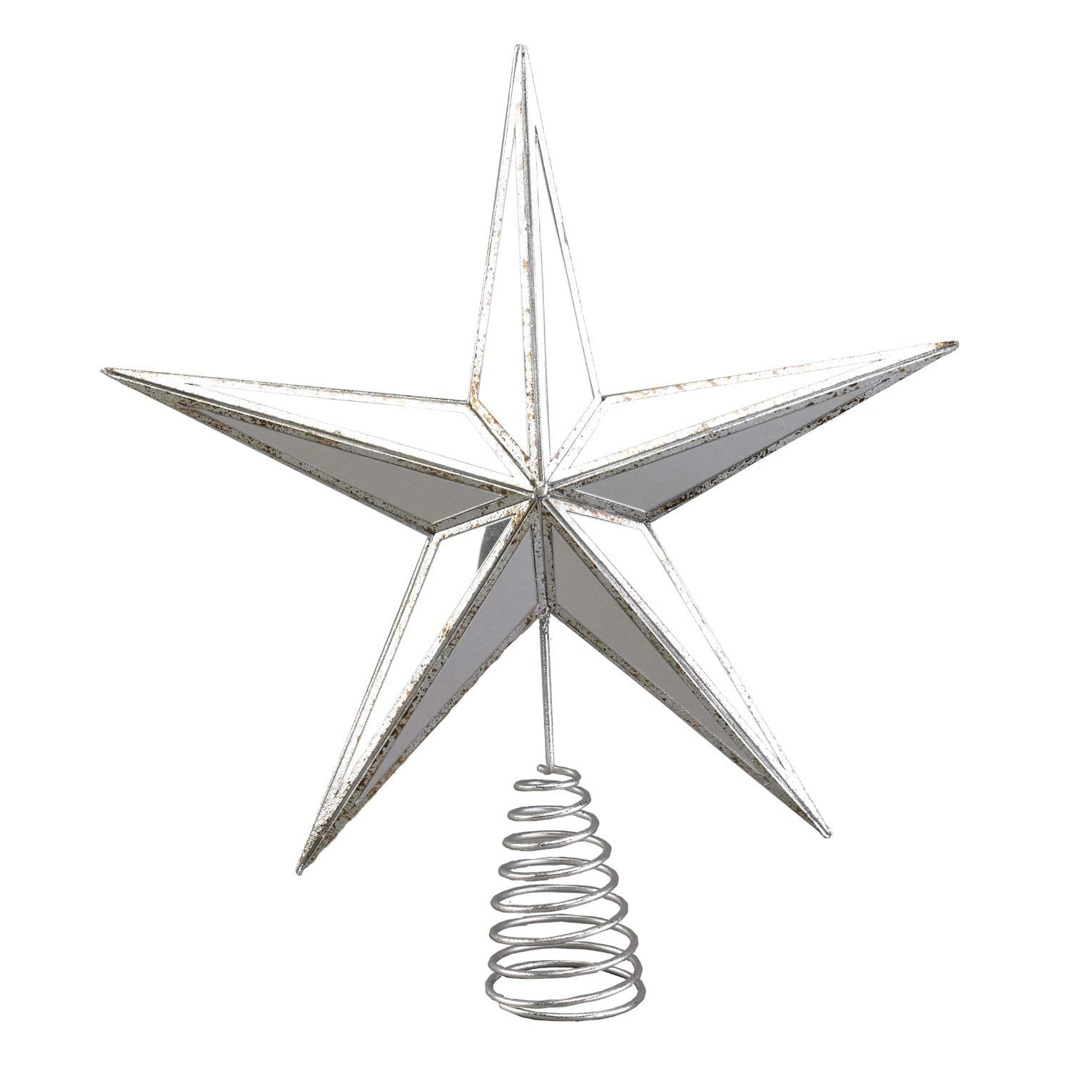 7.5-Inch Beaded Gold Metal Star Christmas Tree Topper Decoration