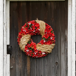 22-Inch Rustic Wheat Wood Curl Flower Decorative Fall Front Door Wreath – Indoor Outdoor Hanging Harvest Decoration Red Brown Thanksgiving Autumn Country Farmhouse Wall Art Home Decor