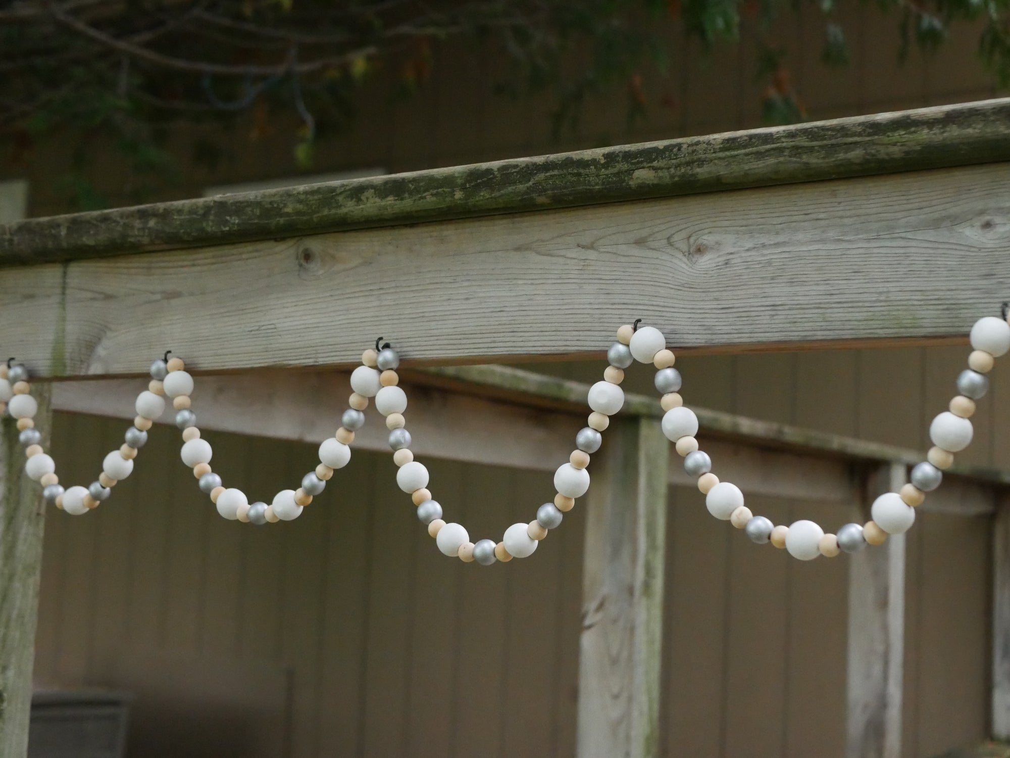 Whitewashed Wood Bead Garland by Factory Direct Craft - White Washed Wooden  Bead Garland for Christmas Tree Decoration - for Rustic, Natural