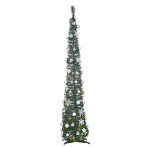 6-Foot High Pop Up Pre-Lit Decorated Narrow Green Tree with Warm White Lights